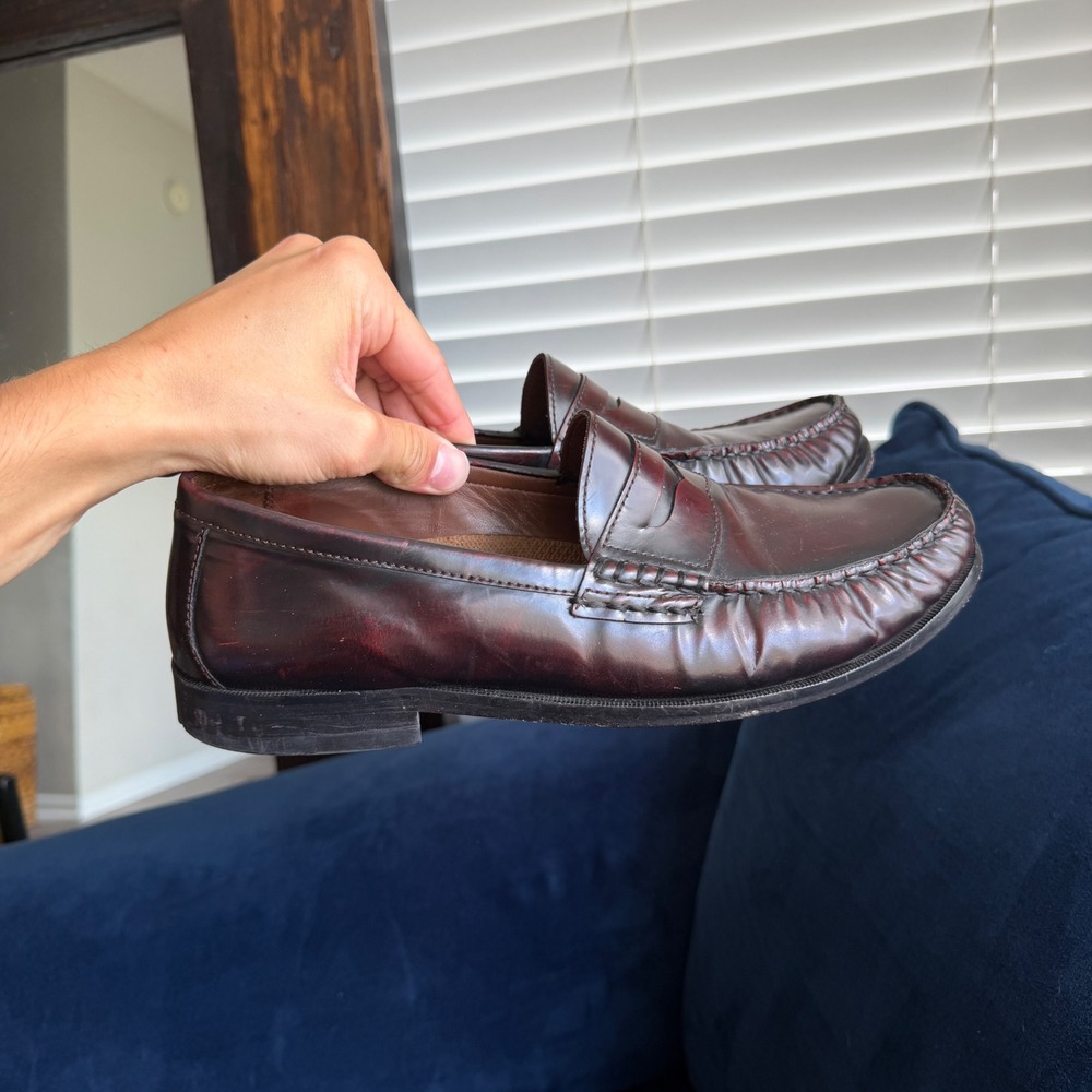 Johnston & Murphy Loafers Men's 10M Burgundy Penny Loafer Leather PreppyDress